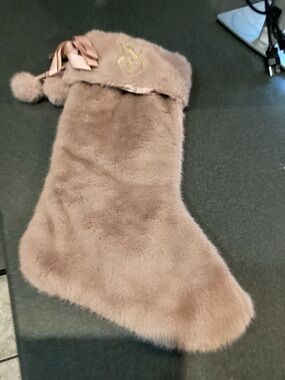 Victoria's Secret Plush Faux Fur Stocking in Blush